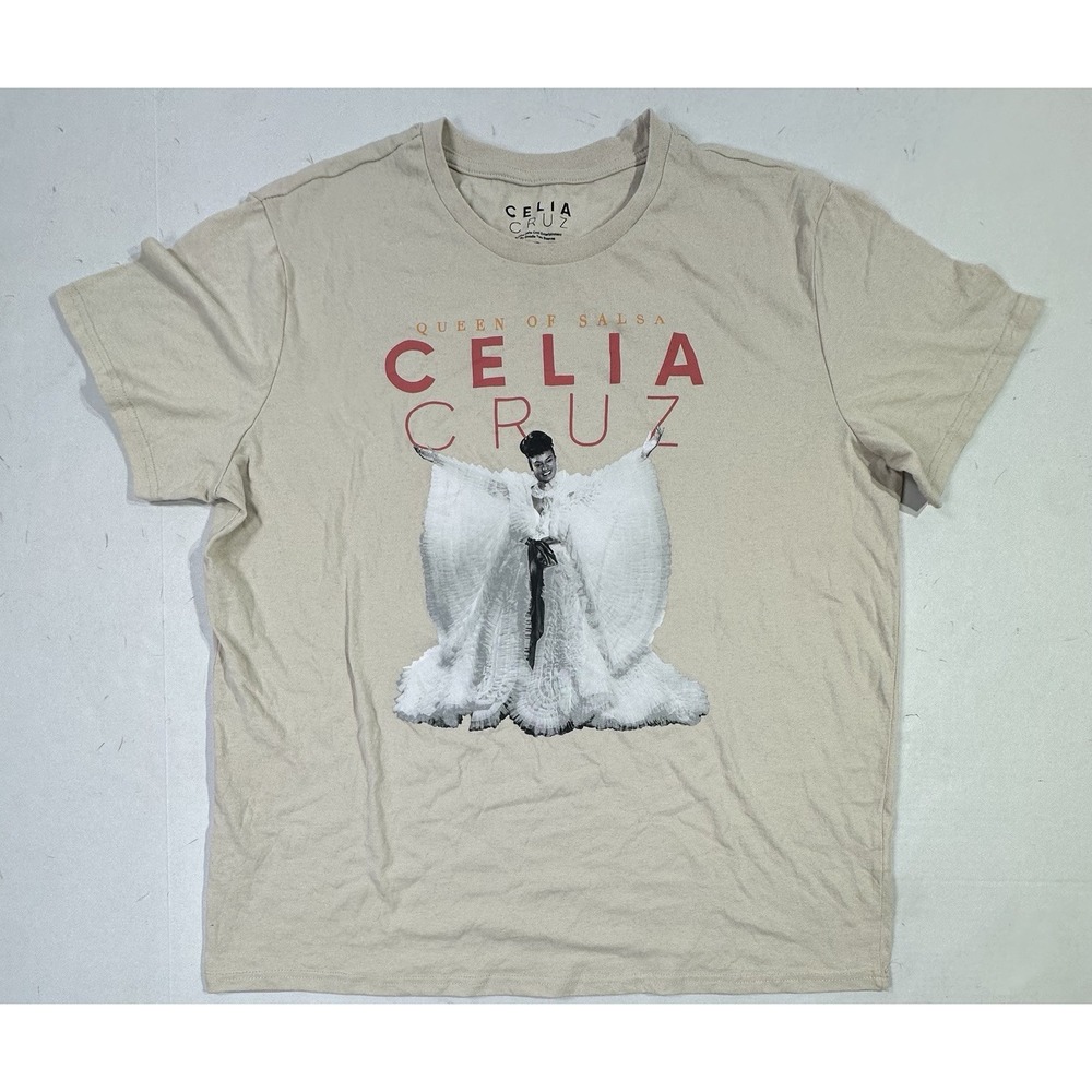 Celia Cruz Queen of Salsa T-Shirt 2XL Beige Latin Music Icon Tee